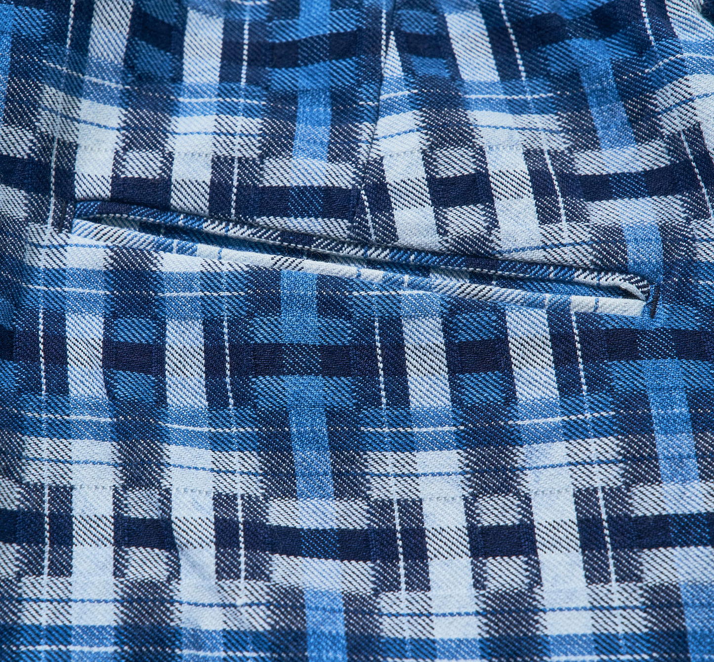 SJSP24-AK INDIGO BROKEN LATTICE EASY SHORTS