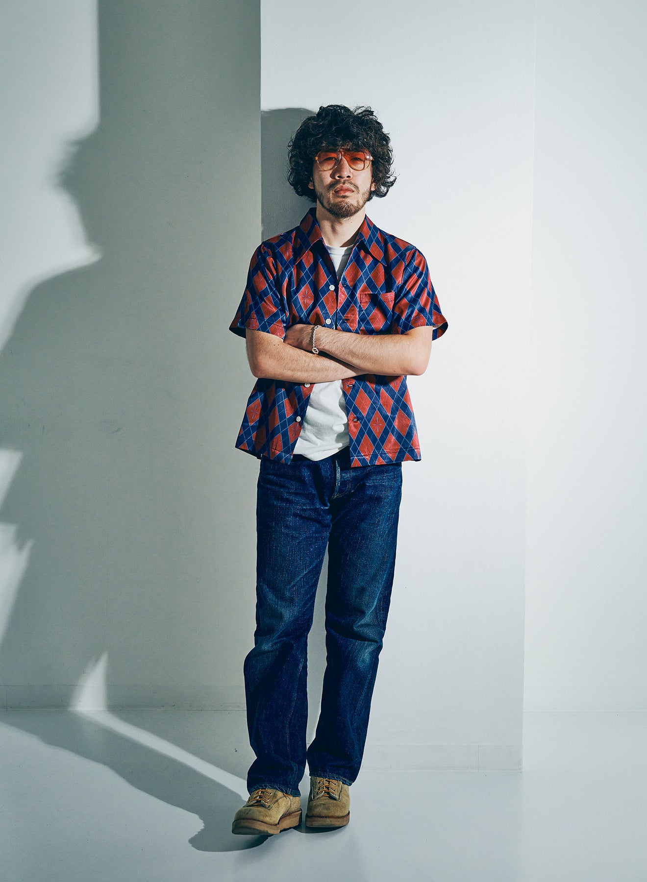 HSA25-01  蛇アーガイル総柄シャツ