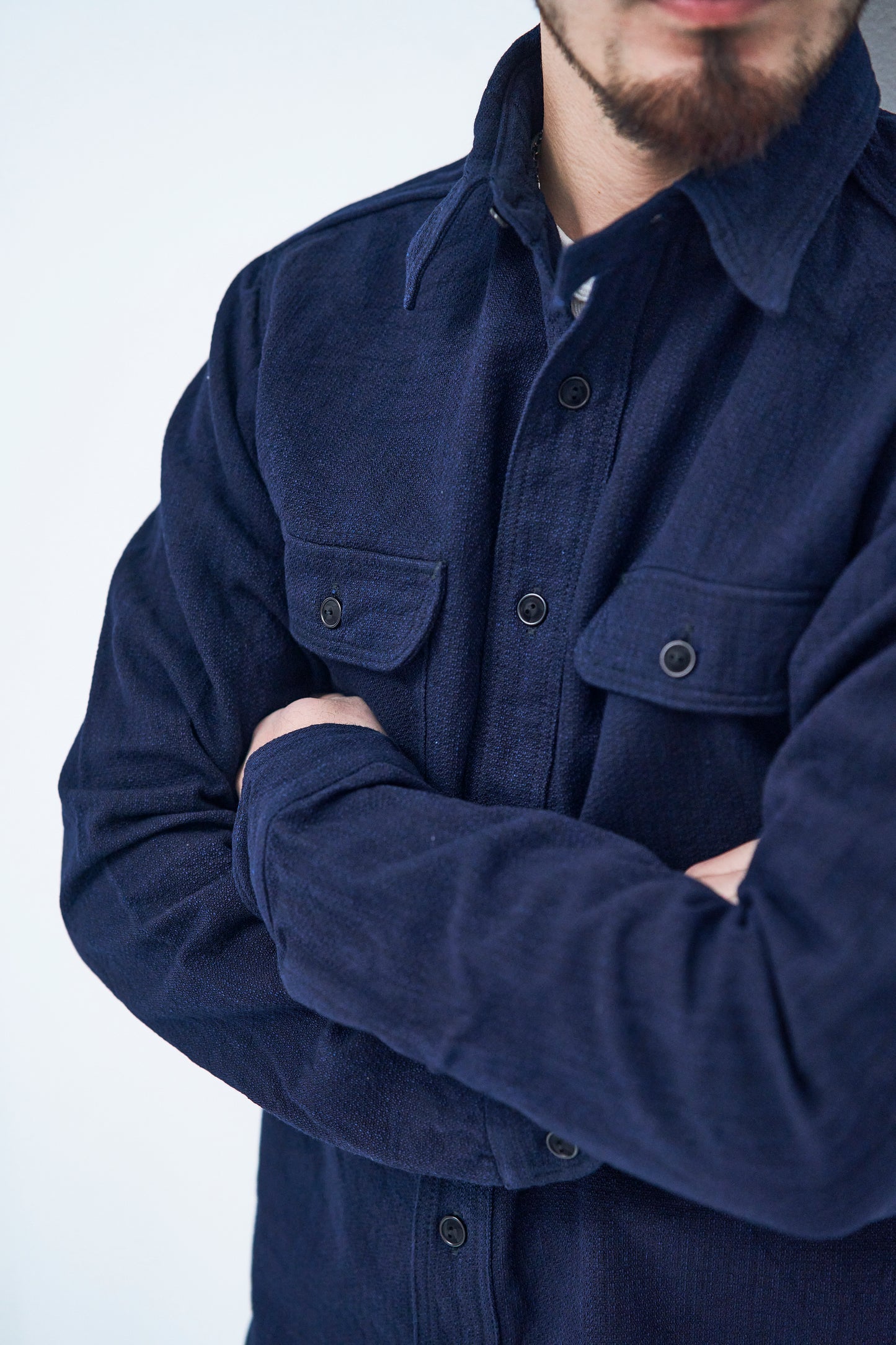 SAK24-01 Indigo Spotted Work Shirt